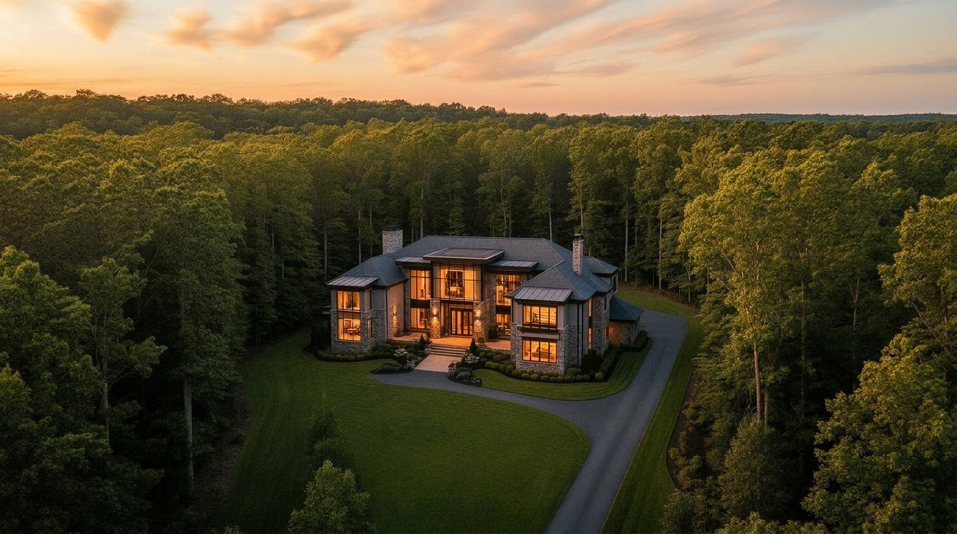 Dukes Reserve estate at dusk in Northwest Raleigh